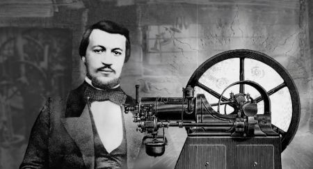Nicolaus August Otto vor seinem Motor (KI-generiert) Otto_150_01